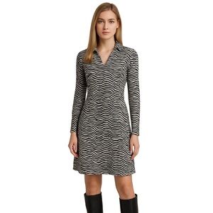 J. Mclaughlin Blue/White Striped Long Sleeve Catalina Cloth Shirt Dress Size M